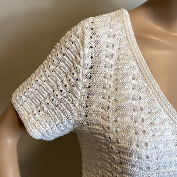 ❤️Last Chance Talbots white short sleeve cotton crochet peplum blouse top size M - Picture 2 of 8